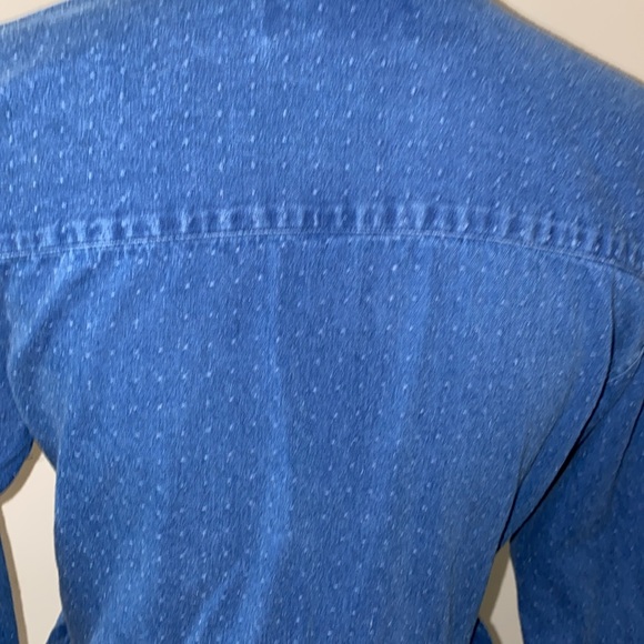 Vintage Eddie Bauer Button Front Polka Dot Denim Midi Dress Size Small - Picture 8 of 15